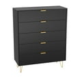 thumbnail image 2 of 5-Drawer Chest in MDF Wood with Gold Metal Legs, 2 of 6