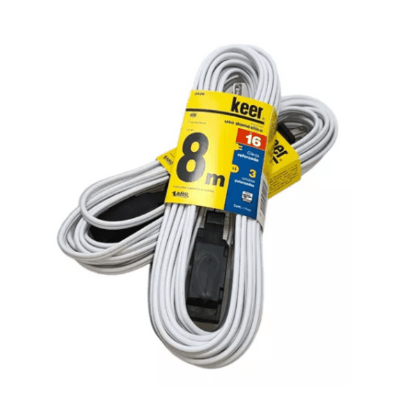 Extensión Eléctrica Keer 2426 Doméstica de 8 Metros 3 Contactos Blanca
