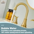 thumbnail image 6 of CASAINC 8 in. Widespread Double Handle Bathroom Sink Faucet with 360° Swivel Spout, Stainless Steel Drain Kit in Brushed Gold, 6 of 10