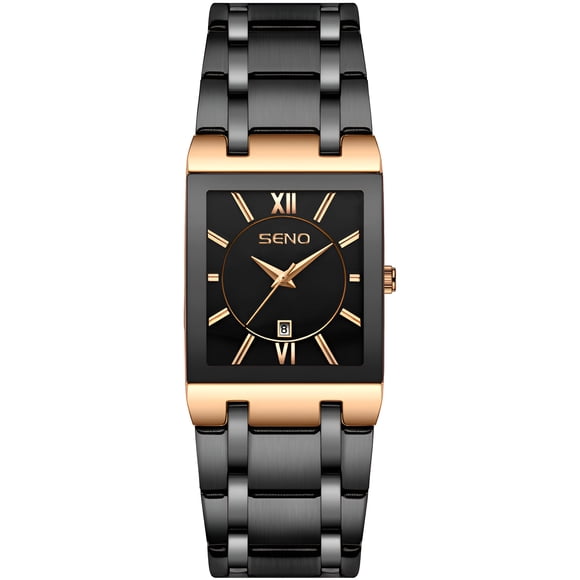 Reloj de Cuarzo Cuadrado para Hombre, Correa de Acero Inoxidable, Indicador de Fecha, 30 M Resistente Al Agua, Reloj de Pulsera de Negocios para Hombre