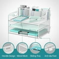 thumbnail image 2 of INTIGE 3 Tier Letter Size Desk Organizer with Handle and 3 Pen Holders, White, 1 Piece, 2 of 6