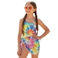 thumbnail image 2 of Xoenoiee Tie Dye Swirl Pattern Girls' Swimsuit Summer One Piece Bathing Suits Stretchy Beach Swimwear with Mesh Cover Up Skirt, Pack of 2, Size 9-10 Years, 2 of 7