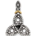 thumbnail image 4 of 14K/Silver Two-Tone Sterling Silver & 14K Three-Stone And Diamond Mother's Pendant Semi-Mount (13 X 13) Made In Thailand qmpd28/3, 4 of 5