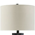 thumbnail image 3 of Benjara 28 Inch Table Lamp, Brown Carved Frosted Glass, White Drum Fabric Shade, 3 of 5