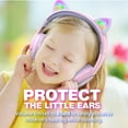 thumbnail image 7 of FosPower Bluetooth Kids Headphones with 3.5mm Audio cable included, LED Light Up Ears, Wireless or Cable Connected Kids Headset (Max 85dB) with USB-C Charging Cable - Light Pink/Light Purple, 7 of 7