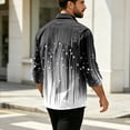 thumbnail image 6 of Men's Corduroy Streetwear Color Block Button Down Shirt, Geometric Print Long Sleeve Lapel Casual Top, Loose Fit Fall Daily Clothes with Chest Pocket White S, 6 of 6
