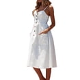 thumbnail image 3 of Womens Summer Holiday Beach Bardot Button Through Ladies Sling Long Smock Sun Dress, 3 of 4
