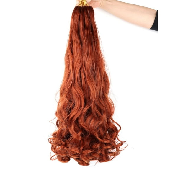 FGERFE-French Curly Braiding Hair Pre stretched,24 Inch Loose Wavy Curly Braiding Hair 8 Pack Bouncy French Curl Braiding Hair Extensions 75g/Pack Synthetic Crochet Hair Extensions #350