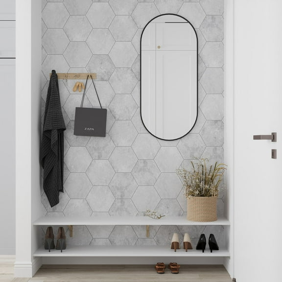 Zenith 9 x 11 in. Matte Soft White Porcelain Hexagon Wall and Floor Tile (8.07 sq ft/case) - 16 Pack