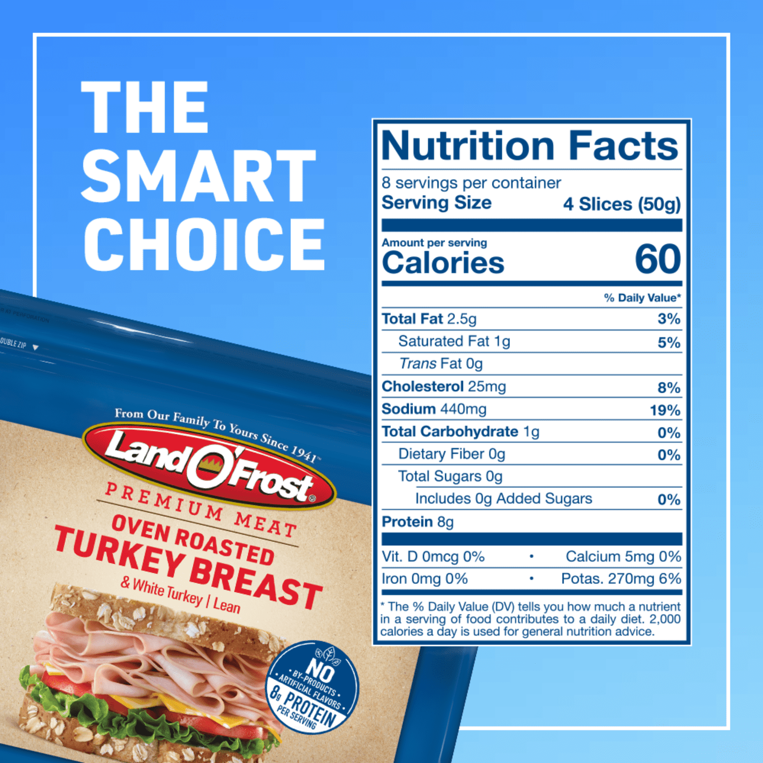 Land O' Frost Premium Meat, Sandwich Sliced Fresh Deli Lunch Meat, Oven Roasted Turkey Breast, 14 oz Resealable Pouch