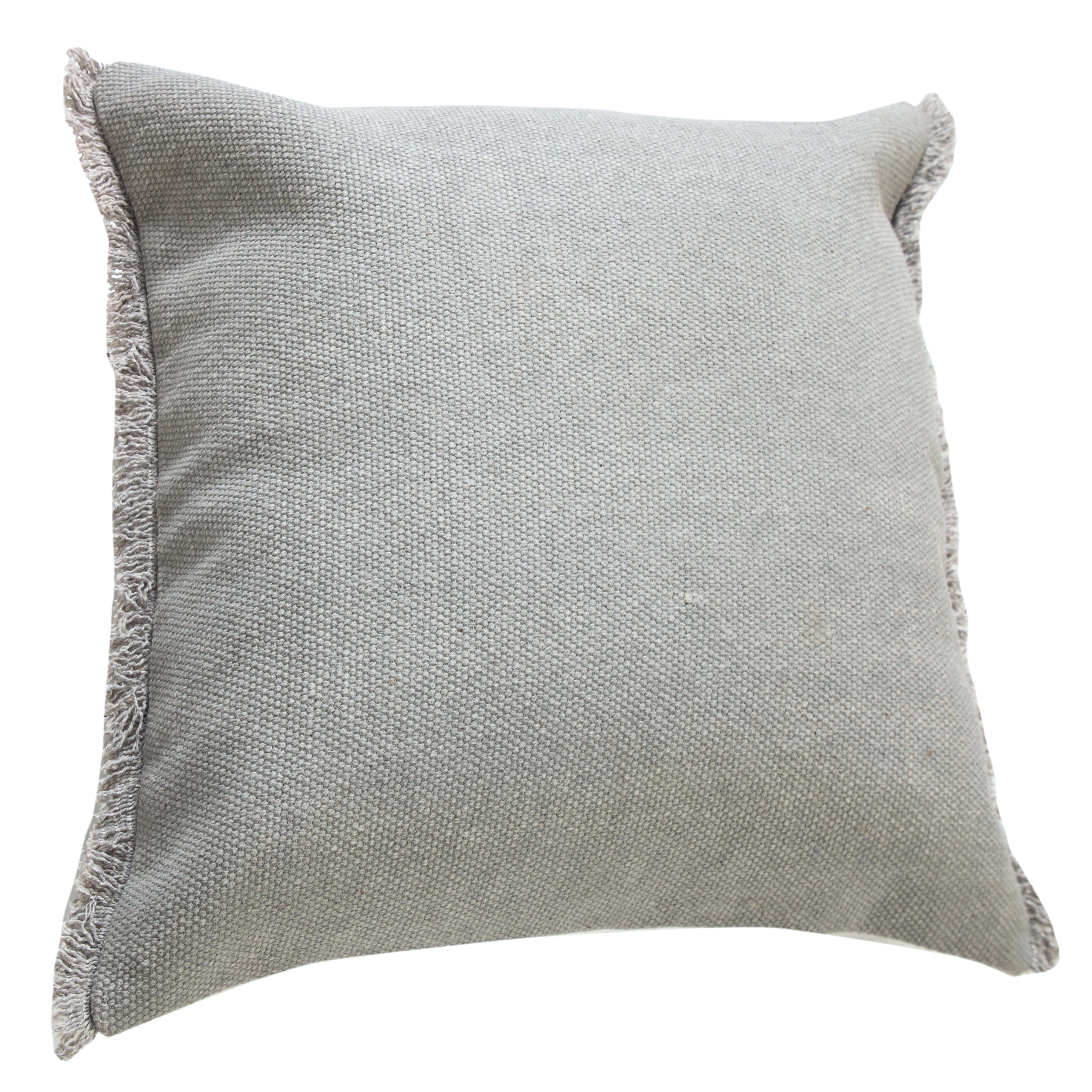 Ox Bay Nellie 20" x 20" Gray Fringed Cotton Adult Decorative Throw Pillow