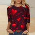 thumbnail image 3 of UsYezik Valentines Day Shirt Women Round Neck 3/4 Sleeve Tops Valentines Day Gifts for Her Spring Summer Shirts Love Heart T-Shirt, 3 of 4