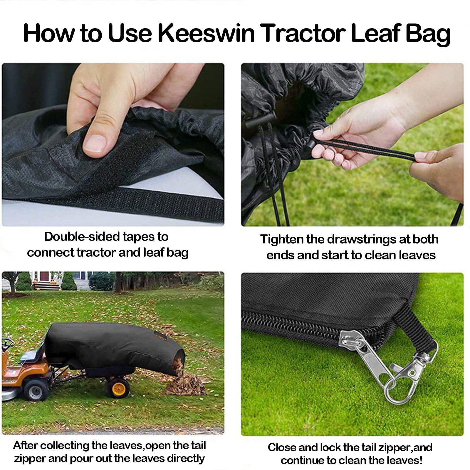 Gnmfd Meadow Gardening Tractor Leaf Collection Storage Bag Large Capacity Yard Cleaning Bag for Lawn Garden Outdoor Use Multi-Purpose Storage Bins Vacuum Storage Bags and Storage
