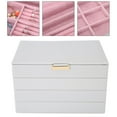 thumbnail image 4 of 4 Layers PU Leather Ear Stud Ring Storage Box Detachable Jewelry Organizer CaseGray, 4 of 14