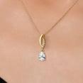 thumbnail image 3 of Gem Stone King 14K Yellow Gold White Created Sapphire and Lab Grown Diamond Pendant Necklace for Women | 1.14 Cttw | Gemstone September Birthstone | Pear Shape 8X5MM | With 18 inch Chain, 3 of 6