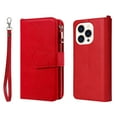thumbnail image 2 of Allytech Detachable Wallet Case for Apple iPhone 15 Pro Max, Vintage PU Leather Folio Flip Wallet Case Multiple Cards Slots Kickstand Shockproof Protective Phone Case for iPhone 15 Pro Max - Red, 2 of 17