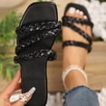 thumbnail image 5 of Miluxas Women's Sandals Clearance Casual Braided Dressy Summer Square Toe Quilted Flat Sandals Black 7.5(40), 5 of 6