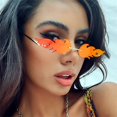 thumbnail image 3 of Fire Flame Sunglasses, Rimless Eyeglasses Wave Glasses Fire Shape Metal Eyewear, 3 of 4