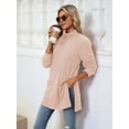 thumbnail image 3 of Long Sleeve Shirts for Women High Neck Casual Tunic Tops Pink XXL, 3 of 8