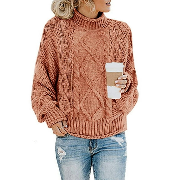 Sherrylily Winter Women Sweaters Casual Cable Knit Turtleneck Pullover Loose Chunky Jumper S-2XL