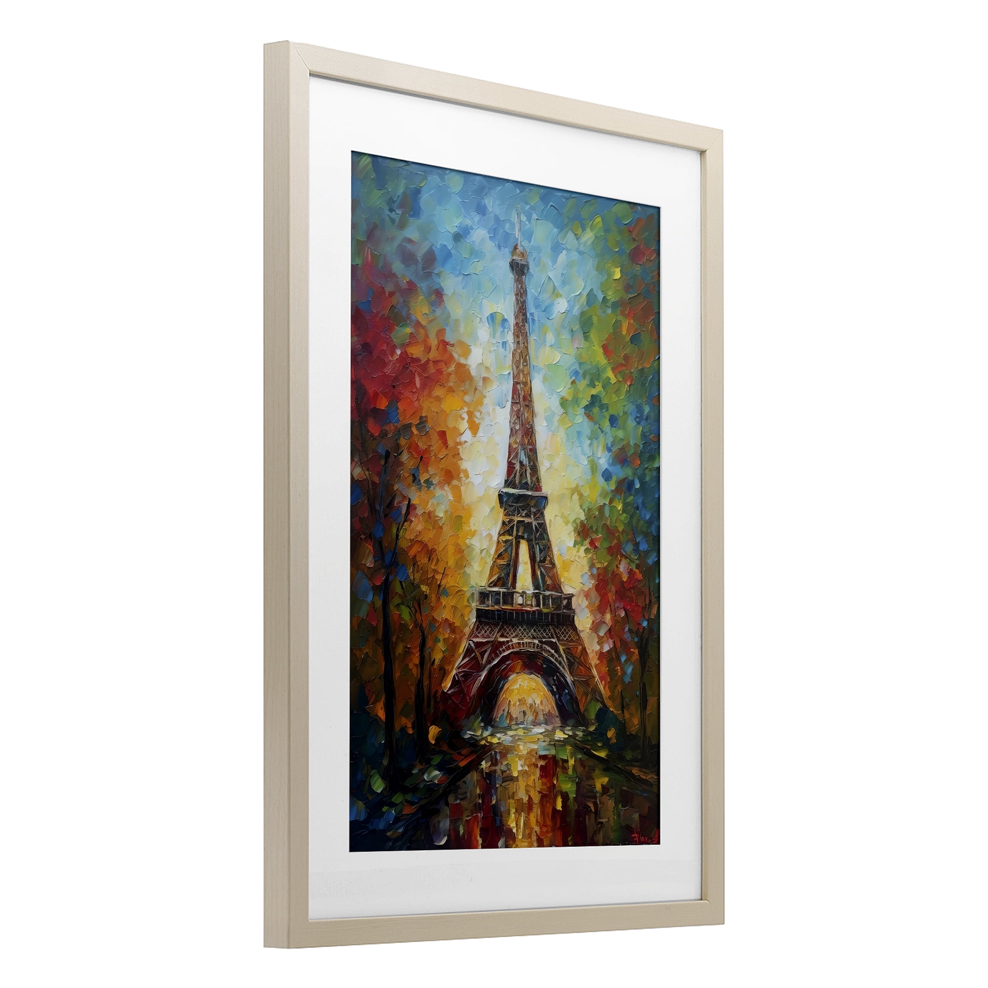 Stupell Industries Colorful Reflection at Eiffel Tower Birch Framed Print Under Glass, design by Creative Studio
