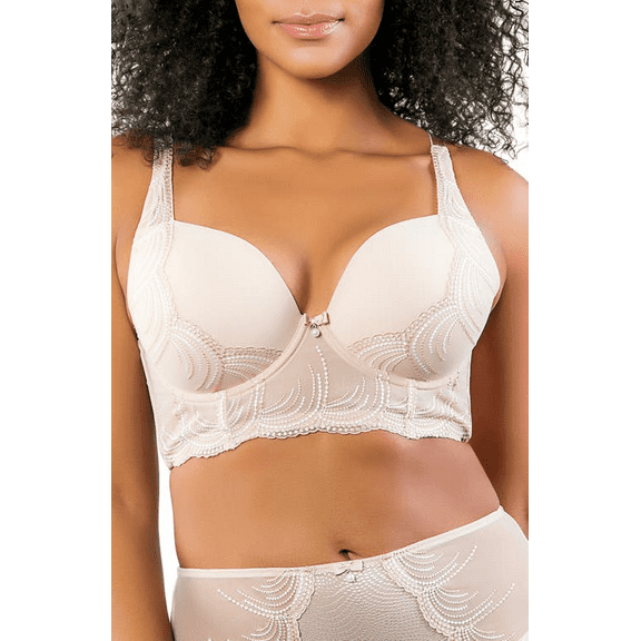 Parfait CAMEO ROSE Pearl Embroidery Longline Plunge Bra, US 40DD, NWOT