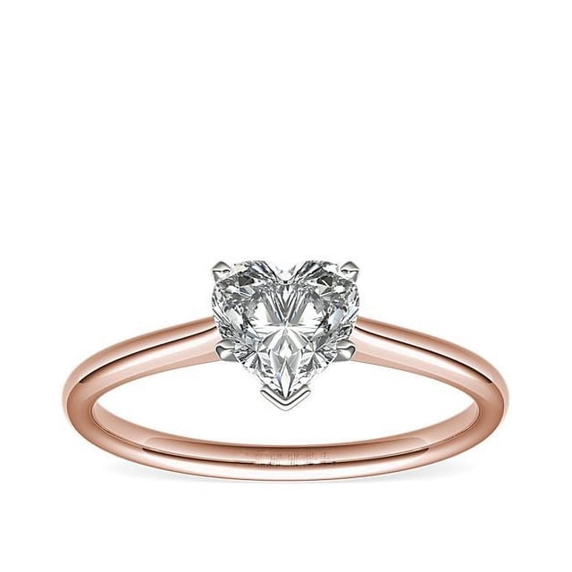 1.00 Carat Excellent Heart Shape Genuine Diamond Latest Design Solitaire Engagement Ring for Ladies Solid 18K Rose Gold Size 7.5