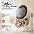 thumbnail image 6 of 100 Speed High Turbine Fan,Quiet Rechargeable Motor LED Display with USB,180 Degree Wide Angle for Office, Home, Travel & Personal Strong Cooling Use Beige, 6 of 8