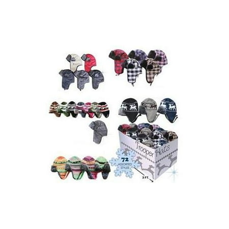 Trooper Hats W Black Fur 72 Pc Bin 6 Asst Sytles And Colors (Pack of 72)