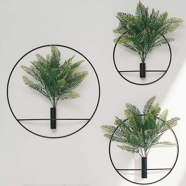 Planta Artificial Redonda, Jarrn Colgante Metalico, Adornos de Pared, Accesorio de Estudio, Decoracin de Hogar, Metal, 1 Pieza, para Dormitorio