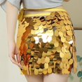 thumbnail image 6 of RUTAYY Women Sequin Skirt Sparkly Lace Up Waist Adjustable Mini Party Sequin Skirt Solid Color Smocked Boho Pleated Skirts, 6 of 8