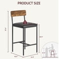 thumbnail image 2 of 2-piece bar stools con footrest - pu forrado counter height barstools con back para kitchen island, apartment, o counter bar, easy to assemble, brown, 2 of 7