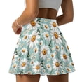 thumbnail image 2 of SEANATIVE Tennis Skirts for Women Workout Casual Skort with Built-in Shorts & 2 Pockets Breathable Stretchy Fabric Golf Pickleball Running Wear, M, Daisy Flower Print Green, 2 of 7