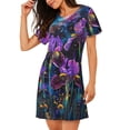 thumbnail image 2 of Easygdp Starry Night Iris Field Camisón de manga corta para mujer, informal, estampado, 2 of 6