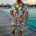 Outfits for Men Casual Hawaii Beach Stripe Print Short Sleeved Shirt