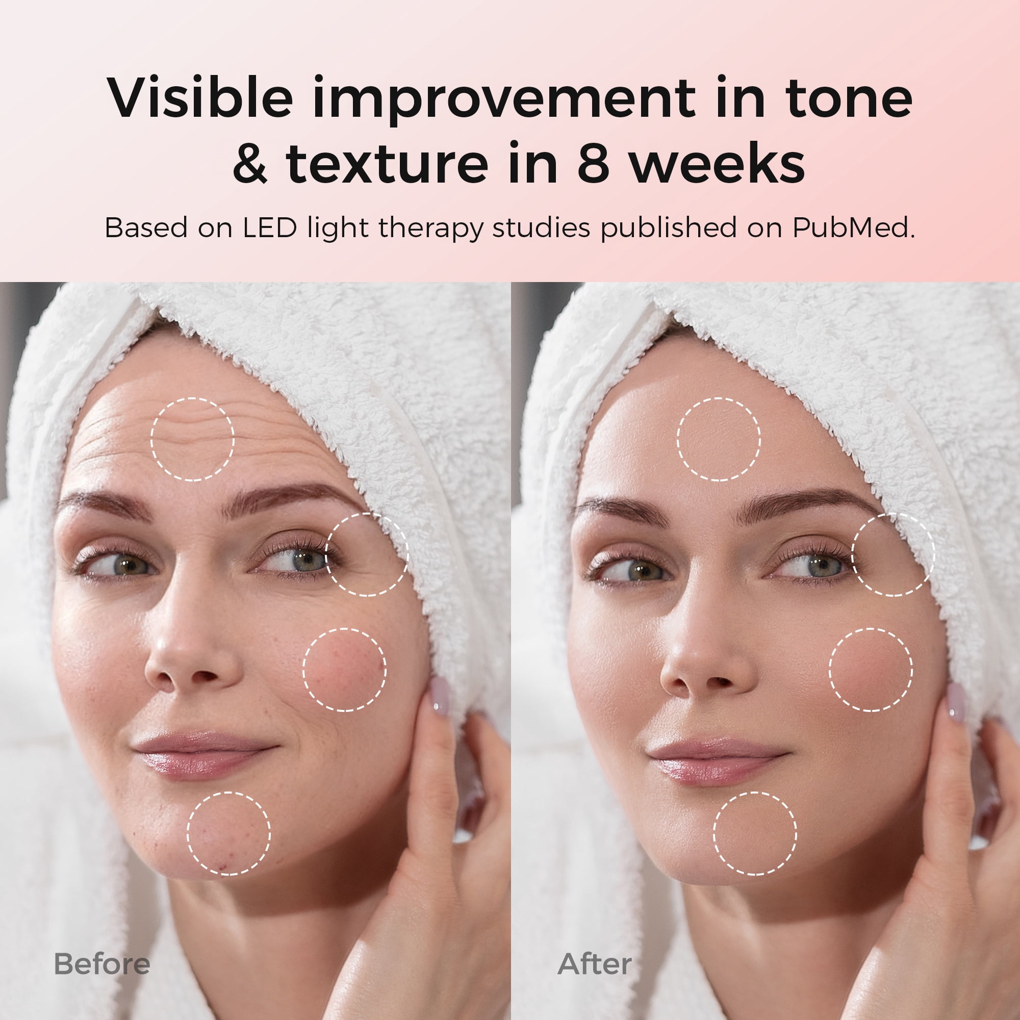 ARIVEA LED Red Light Therapy Face Mask – Wireless Rechargeable Skin Rejuvenation Device for Home, Travel & Facial Care, White