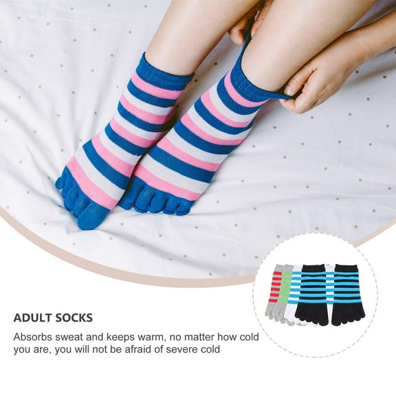 Raindrops Toes Socks for Men with Fashion Stripes Pattern Lightweight Breathable and No Friction 4 Pairs
