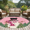 thumbnail image 4 of Round Rugs 6 Ft, Pink Snowman Christmas Non Slip Area Rugs for Kitchen Bedroom Entryway, Xmas Tree Snowflake Abstract Washable Carpet Runner Rug Floor Mats for Bedroom Home Decor, 4 of 9