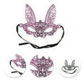 thumbnail image 3 of Unique Bargains 1 Pc Lace Long-Ear Bunny Half Face Party Mask for Masquerade Party Purple Lace, 3 of 5