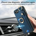 thumbnail image 6 of Allytechgroup Wallet Case for iPhone 16e, Support Car Mount, Luxury PU Leather Shockproof Anti-Fall 360° Finger Ring Stand Rotatable Kickstand Case with Magnetic Snap & Card Slots, Blue, 6 of 8