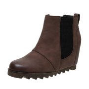 SACFOF Womens Wedge Boots Comfortable Ankle Wedge Booties Fashion Hidden Platform Western Booties Dress Shoes
