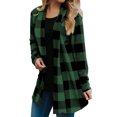 thumbnail image 1 of Innerwin Cardigans Open Front Women Cardigan Travel Buffalo Plaid Soft Outwear Green S, 1 of 2