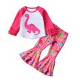 thumbnail image 2 of KYAIGUO 2PCS Baby Infant Girls Dinosaurs Sweatshirt Outfit Toddler Spring Fall Long Sleeve Sweatshirt Flare Pants Set for 9M-5T, 2 of 10