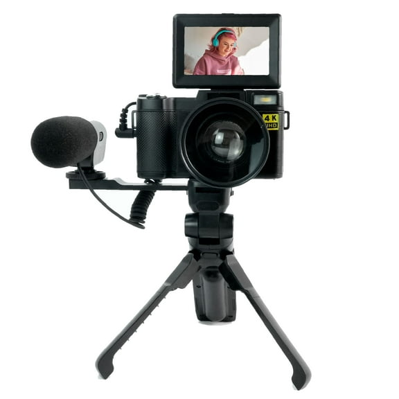 Camara Digital VAK P01 LCD 3' 48mp 4K Tripié Control Micrófono