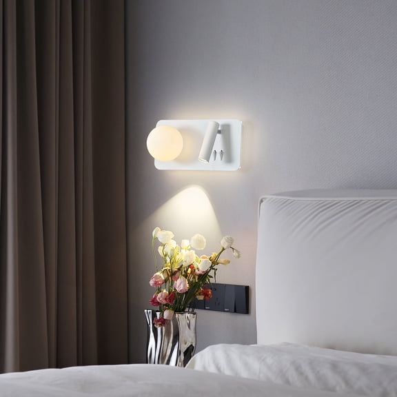 LMQNINE Wall Mounted LED Light Wall Sconce 350°Rotatable Reading Lamp 4000K for Bedroom,Study Indoor(1Pack)