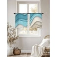 thumbnail image 2 of Blue Brown Waves Sheer Curtains 45 inches Long 2 Panels Set Abstract Water Ripple Modern Gradient Tiers Sheers Rod Pocket Small Window Short Curtains for Kitchen Cafe, Each 52" W x 45" L, 2 of 7
