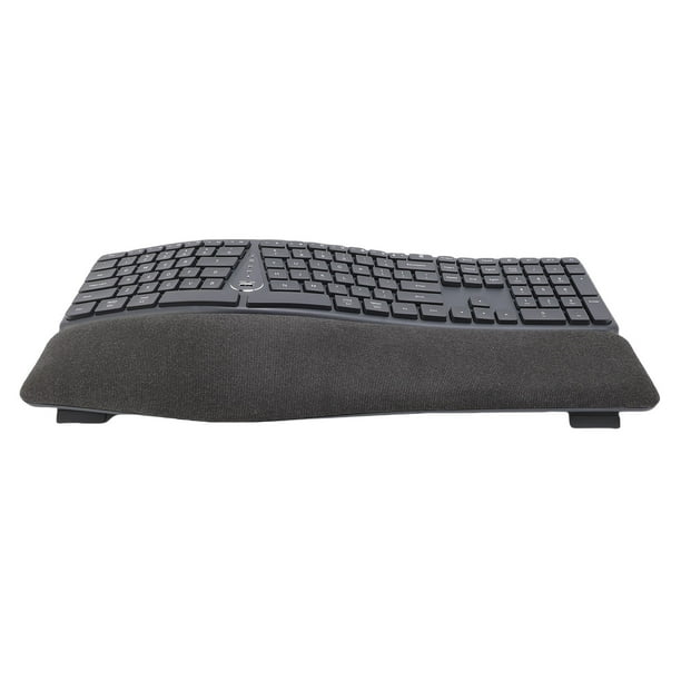 Teclado Ergonómico, Teclado De Computadora Inalámbrico Recargable 2.4G USB C Alcance De 30 Pies Con Reposamuñecas Acolchado Para Computadora Portátil