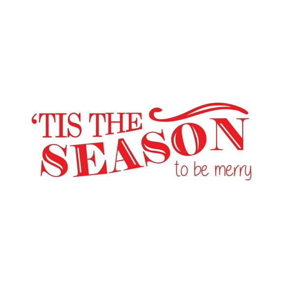 Vinyl Wall Art Decal - Tis The Season to Be Merry - 10" x 30" - Christmas Seasonal Holiday Sticker - Indoor Outdoor Home Living Room Bedroom Apartment Office Door Decor (10" x 30", Black)