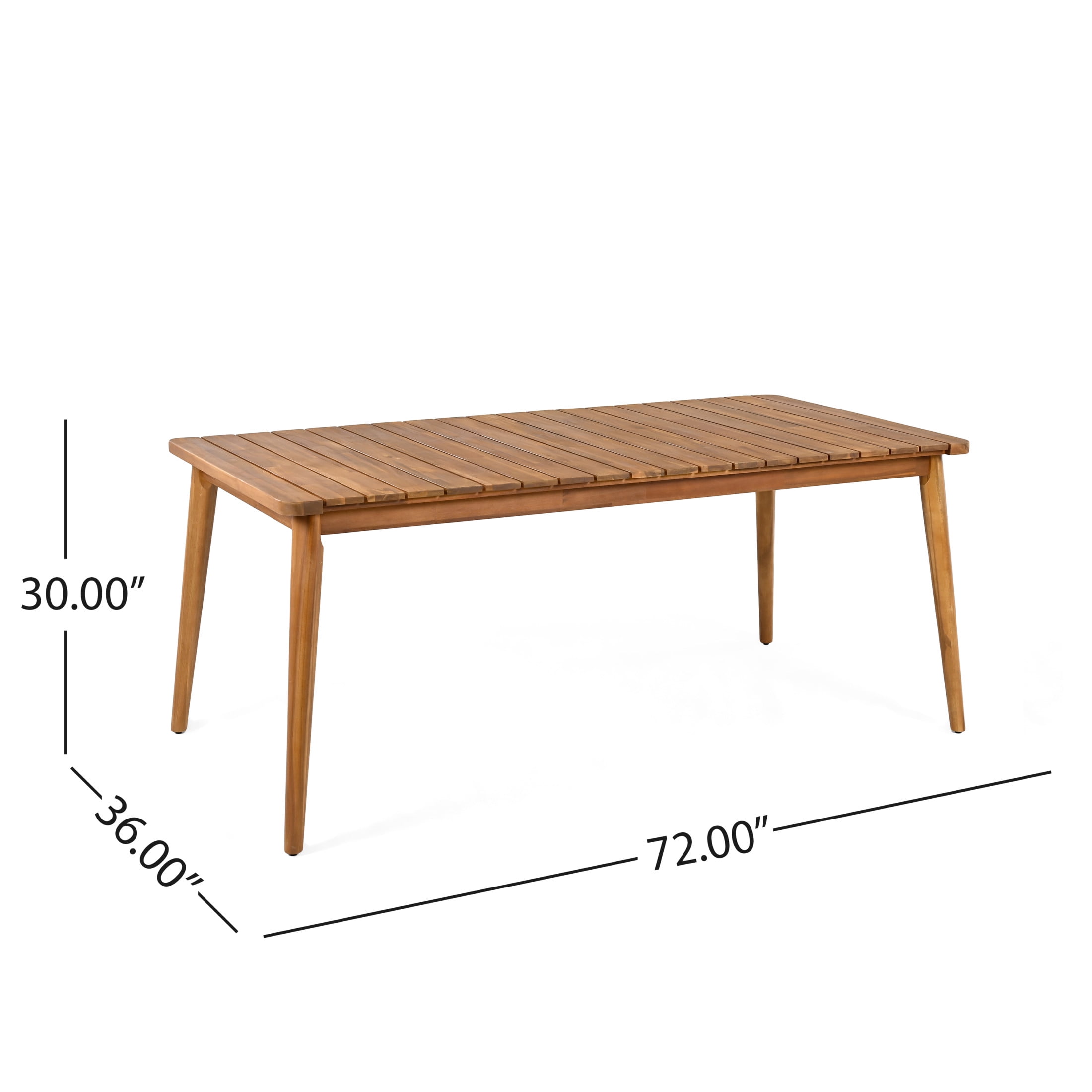 Christopher Knight Home Farmhouse 72" Outdoor Dining Table, Solid Wood Frame, Seats 8, Teak Finish