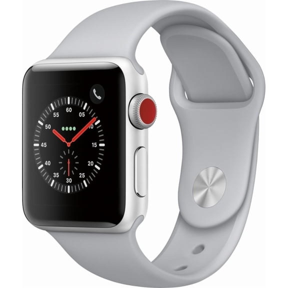Restored Apple Watch Series 3 (GPS Cellular) 38mm Silver Aluminum Case with Fog Sport Band (GSM Unlocked) - MQJN2LL/A (Refurbished)